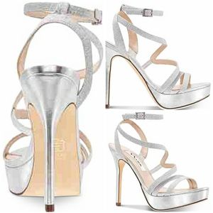 Nina Saraya sz10 Silver Evening Platform Sandal